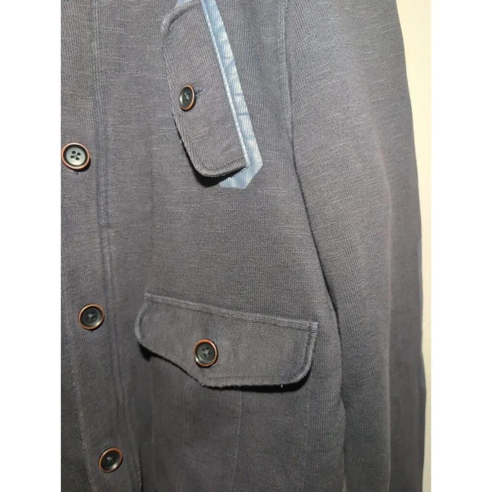 Banana Republic Sweater Mens L Navy Elbow Patches Pockets Cotton‎ Grandpa Preppy